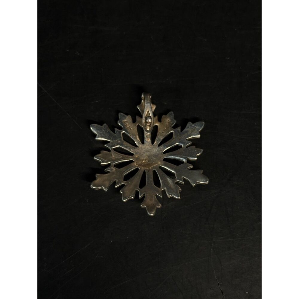 Sterling Silver Marcasite Snowflake Pendant A925 1.5"
